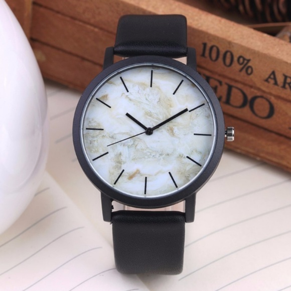 Accessories - NEW Marble Unisex Leather Strap Watch